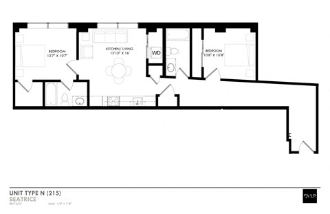 the floor plan of unit three in 13b
